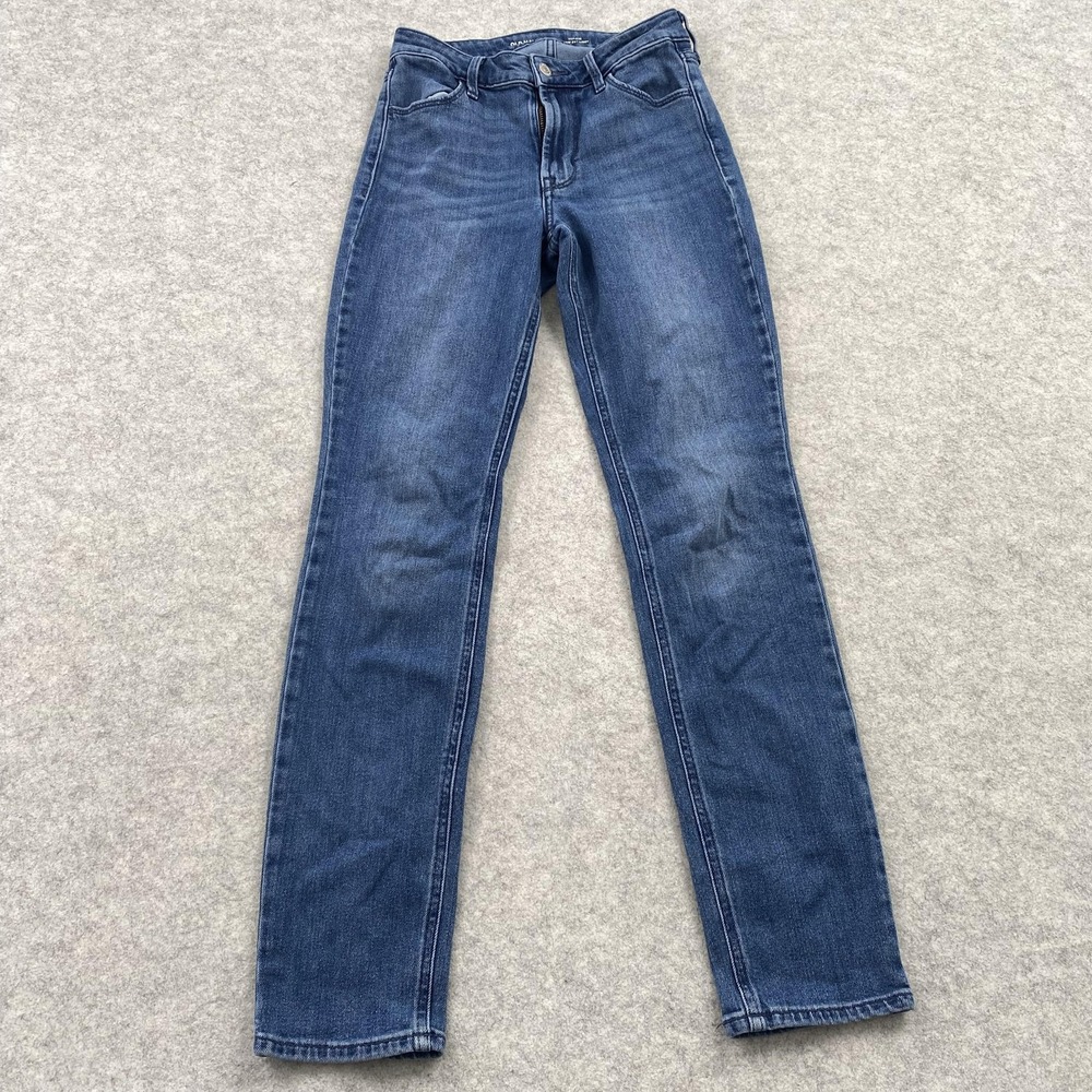 Old Navy High-Rise Wow Straight Jeans Womens 0 (25x28) Blue Med Wash Stretch